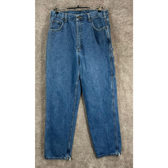 *Carhartt Jeans Mens 36X34 Blue Carpenter Actual 34X33 Relaxed Fit Straight Leg - Picture 1 of 10